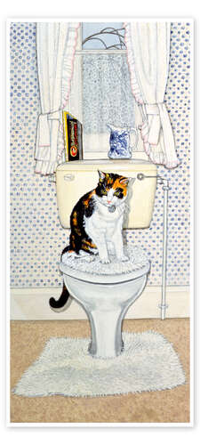 Plakat na drzwi Cat on the Loo