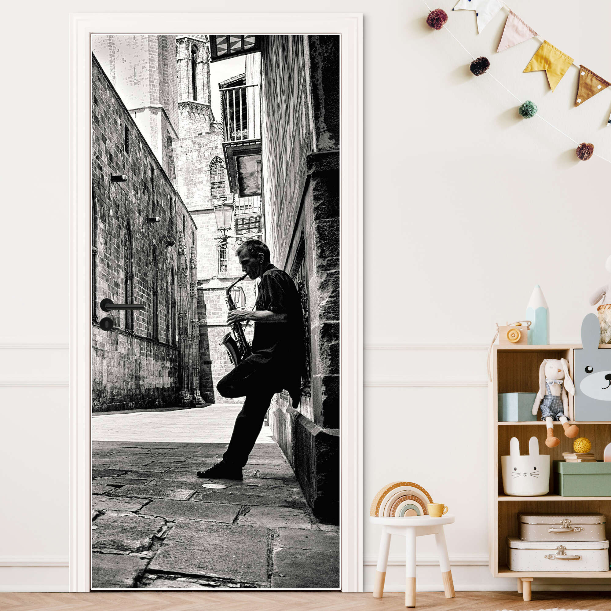 Saxophone Player in the Streets of Barcelona' by GertJan van