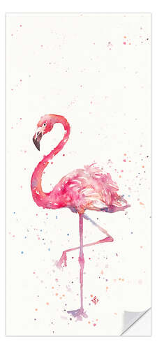 Sticker pour porte Flamant rose élégant