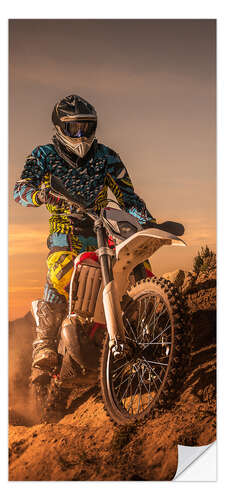 Door sticker Enduro rider climbing a slope
