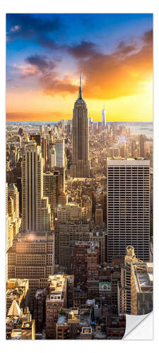 Sticker pour porte Coucher de soleil sur New York