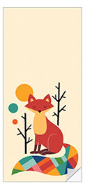 Sticker pour porte Renard arc-en-ciel