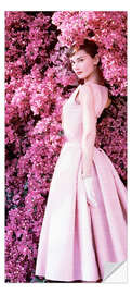 Door sticker Audrey Hepburn in an evening dress. - Celebrity Collection