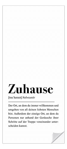 Sticker pour porte Définition de chez-soi (allemand)