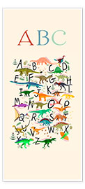 Plakat na drzwi Dino-alfabet
