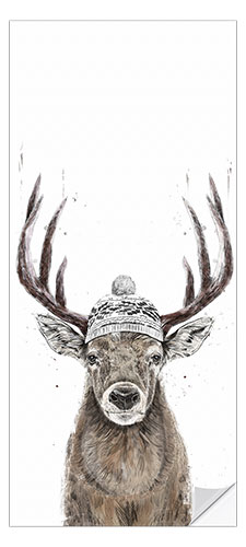 Adesivo per porte Deer with bobble hat