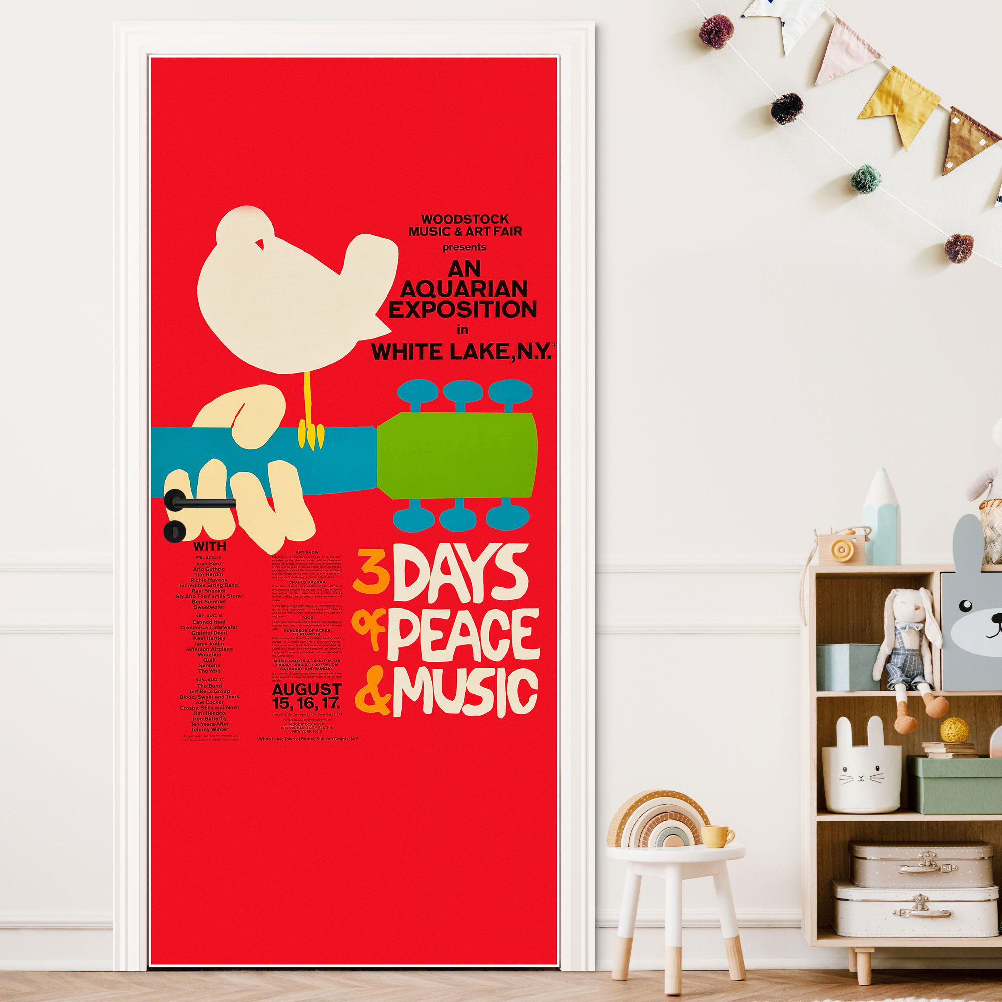 Posterlounge Woodstock Festival Acrylglasbild 60x80cm - Vintage Musik Wandbild In Rot
