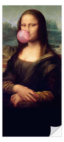 Sticker pour porte Mona Lisa avec du chewing-gum