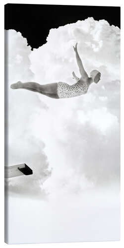 Canvas print High diver in the clouds, 1950s