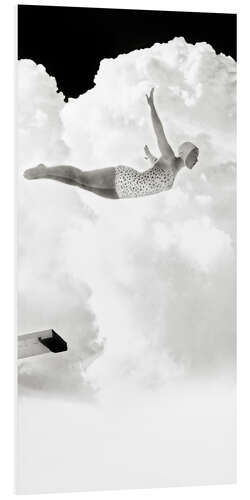 Foam board print High diver in the clouds, 1950s