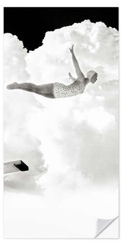 Naklejka na ścianę High diver in the clouds, 1950s