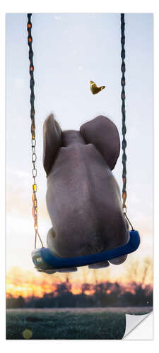 Dørtapet Little Elephant rocks on a Swing