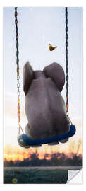 Deursticker Little Elephant rocks on a Swing - Gen Z