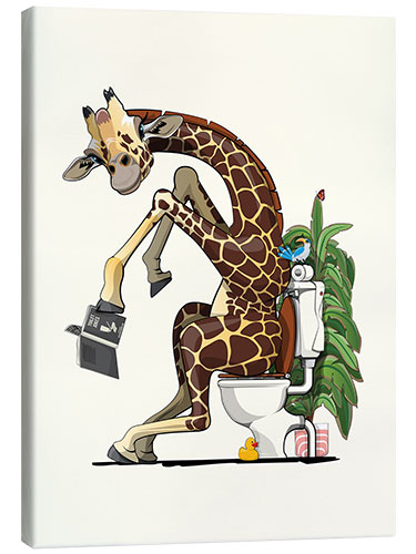 Canvas print Giraffe Using the Toilet