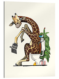 Tableau en plexi-alu Giraffe Using the Toilet