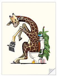 Wandsticker Giraffe auf der Toilette