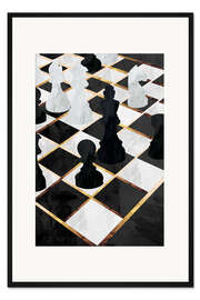Gerahmter Kunstdruck Goldenes Schachspiel