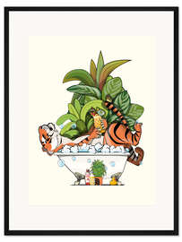 Gerahmter Kunstdruck Tiger im Bad