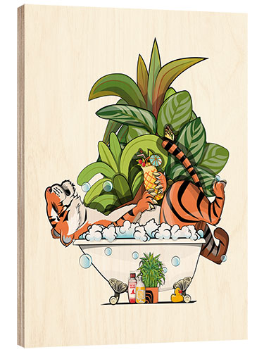 Stampa su legno Tiger in the Bath