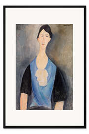 Gerahmter Kunstdruck Junge Frau in Blau