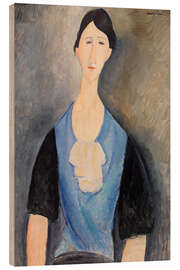 Wood print Portrait of a Young Woman in Blue