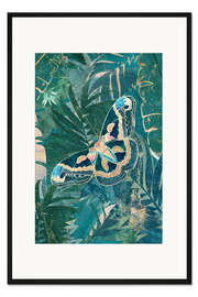 Gerahmter Kunstdruck Schmetterling im Regenwald