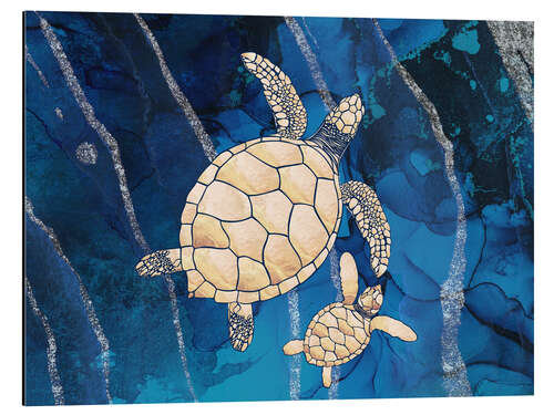 Tableau en aluminium Golden Turtles I