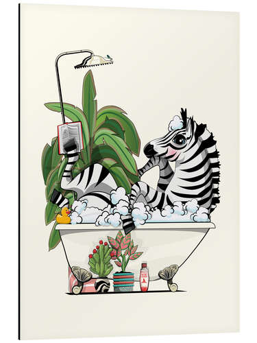 Tableau en aluminium Zebra Reading in the Bath