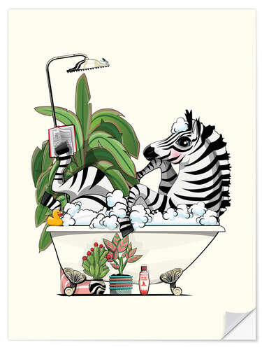 Wall sticker Zebra Reading in the Bath