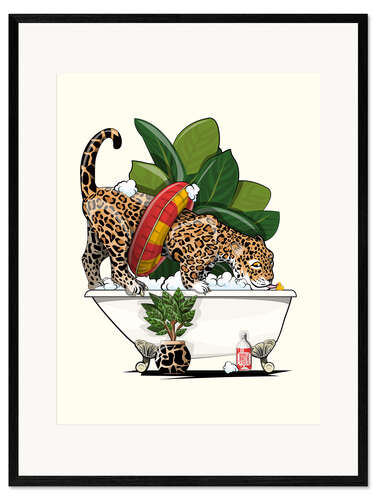 Framed art print Jaguar Wild Cat in the Bathroom