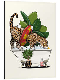 Magnettafel Jaguar mit Schwimmring im Badezimmer