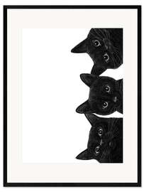 Kunsttryk i ramme Three Black Cats