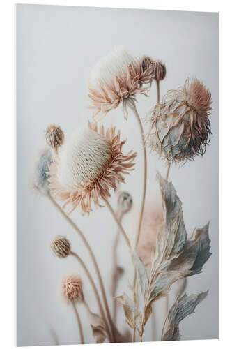 Foam board print Pastel colored dried flowers