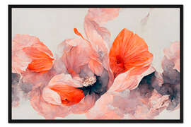 Gerahmter Kunstdruck Persische rote Blumen