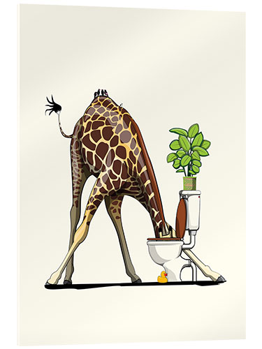 Akrylbilde Giraffe Drinking from Toilet