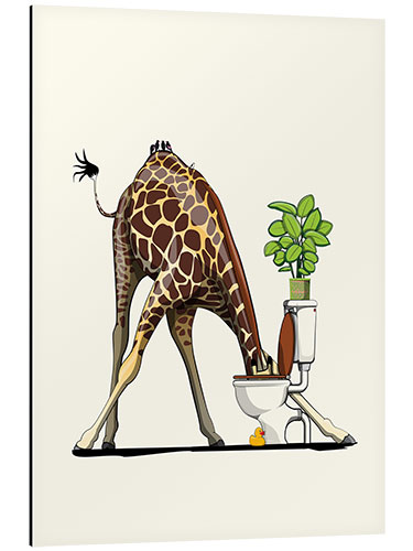 Aluminium print Giraffe Drinking from Toilet