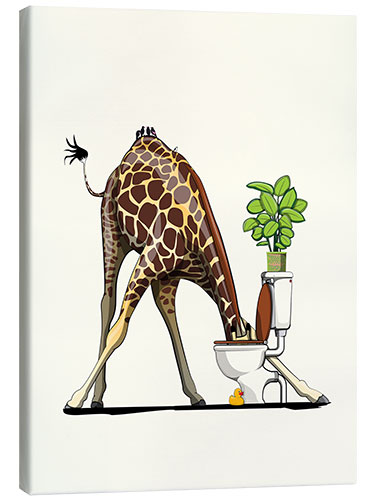 Canvas print Giraffe Drinking from Toilet