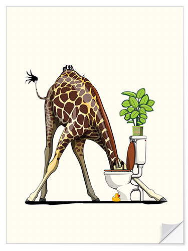 Wandsticker Giraffe trinkt aus der Toilette