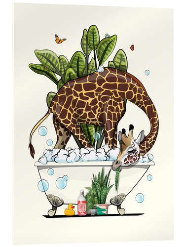 Obraz na szkle akrylowym Giraffe Eating in the Bath