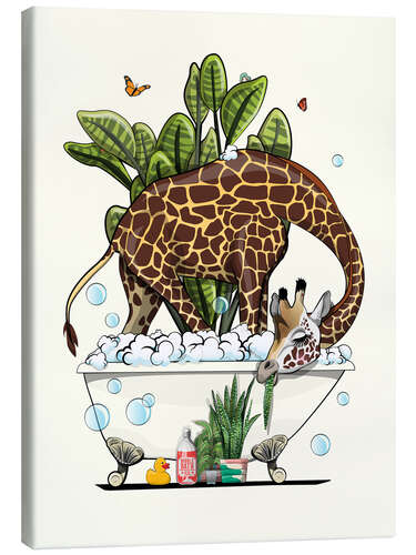 Canvas-taulu Giraffe Eating in the Bath