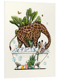 PVC-tavla Giraffe Eating in the Bath