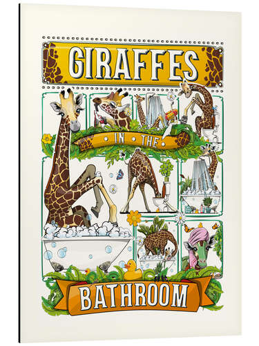 Obraz na aluminium Giraffes in the Bathroom