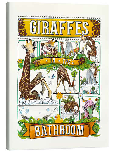 Obraz na płótnie Giraffes in the Bathroom