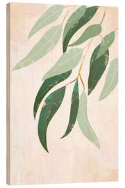 Wood print Eucalyptus Metallic Leaves