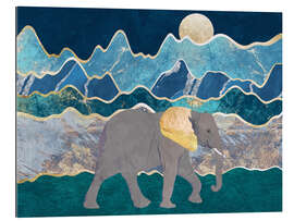 Tableau en plexi-alu Moonlight elephant walking