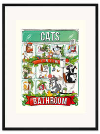 Gerahmter Kunstdruck Katzen im Badezimmer