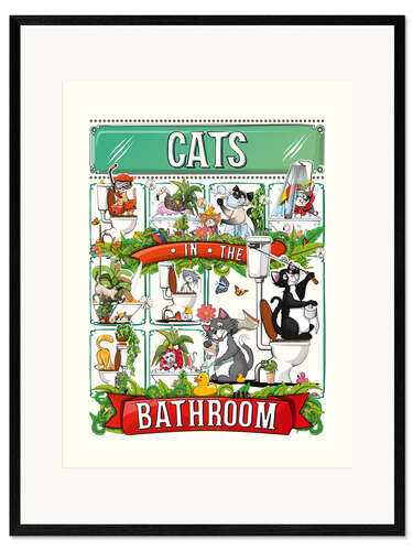 Innrammet kunsttrykk Cats in the Bathroom