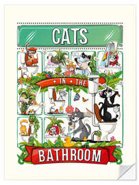 Selvklæbende plakat Cats in the Bathroom