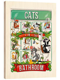 Wood print Cats in the Bathroom