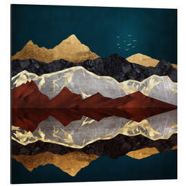 Magnettafel Mountain Peak Reflection